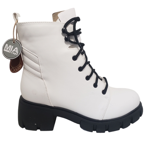 MIA Tauren Faux Leather Combat Boots Women's Size 9 Chassidy White Malta - Picture 2 of 16